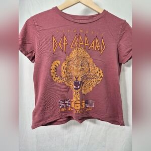 Def Leppard Pyromania Leopard Crop Tee M